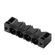 PCB Plug-in Connector SL 7.62HP/06/90F 3.2 SN BK BX, male header, flange, THT solder connection, 7.62mm, 6P, 90°, solder pin 3.2mm, tinned, Weidmüller, black