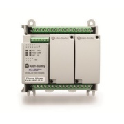 Programmable I/O Controller Micro820, input 12.24VDC, 4 conf. analog w. thermistor voltage reference out, output 7RO 1AO, Ethernet and RS232/485, RTC, MicroSD Card support, 2 Plug-In slots, Allen-Bradley