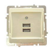 Socket Touran, mech.| 2x USB charger, 2.1A 5V, flush mount, Nilson, beige