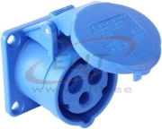 PM Industrial Flange Socket, 1P+N+E 16A 250VAC, IP44, MaxPro, blue