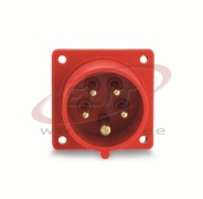 PM Industrial Flange Inlet, 3P+N+E 16A 415VAC, IP44, MaxPro, red