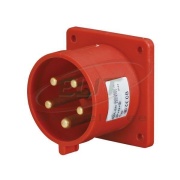 PM Industrial Flange Inlet, 3P+N+E 32A 415VAC, IP44, MaxPro, red