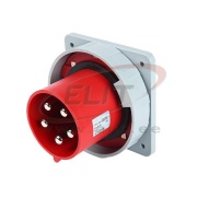 PM Industrial Flange Inlet, 3P+N+E 63A 415VAC, IP67, MaxPro, red
