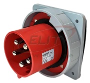 PM Industrial Flange Inlet, 3P+N+E 125A 415VAC, IP67, MaxPro, red