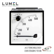 Voltmeter EP27, moving-iron, change-over switch, direct 500VAC/ L1/L2/L3-N 300VAC, cl.1.5, scala 90°, terminal cover, -25..40°C, ■72x72mm/ □68x68mm, Lumel