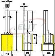 Pin Terminal w. Collar Pin g, 4..6mm² 600V, -25..75°C, PVC, brass, 100pcs/pck, yellow