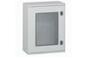 Wall-Mount Enclosure Marina, 300Wx400Hx206D, colored toughened glass window 145Wx235H, fiberglass-reinforced polyester, UV resistant, IP66 IK10, grey