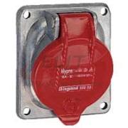 Panel-Mount Flange Socket Hypra, 3P+E 16A 415VAC, inclined, metal, IP44, Legrand