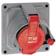 Panel-Mount Flange Socket w. Prisinter Hypra, 3P+N+E 32A 415VAC, plastic, IP44, Legrand