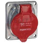 Panel-Mount Flange Socket Hypra, 3P+E 32A 415VAC, inclined, metal, IP44, Legrand