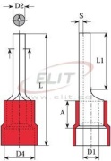 Pin Terminal w. Collar Pin r, 0.5..1.5mm² 600V, -25..75°C, PVC, brass, 100pcs/pck, red