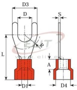 Spade Terminal w. Collar V 3.2 r, 0.5..1.5mm² M3, G3.2 L21, -25..75°C, PVC, 100pcs/pck, red