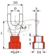 Spade Terminal w. Collar V 3.7 r, 0.5..1.5mm² M3.5, G3.7 L20.6, -25..75°C, PVC, 100pcs/pck, red