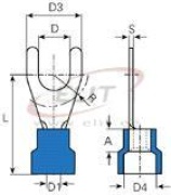 Spade Terminal w. Collar V 3.2 b, 1.5..2.5mm² M3, G3.2 L21, -25..75°C, PVC, 100pcs/pck, blue
