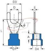 Spade Terminal w. Collar V 3.7 b, 1.5..2.5mm² M3.5, G3.7 L21, -25..75°C, PVC, 100pcs/pck, blue
