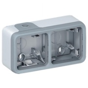 SM Box Plexo, 2x 2gang, hori., incl. removable membrane glands, IP55 IK07, Legrand, grey