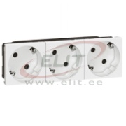 Socket Mosaic, mech.| 3x 2P+E 45°, shutters, 16A 250VAC, spring clamp, 6M, Legrand, white