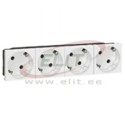 Socket Mosaic, mech.| 4x 2P+E 45°, shutters, 16A 250VAC, spring clamp, 8M, Legrand, white