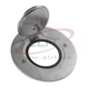 Floor Socket Box Arteor/Mosaic, round, 1x 2M, white LED, 180° opening flap, IP44 IK08, Legrand, stainless steel