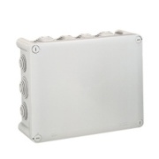 Plastic Box Plexo, 220Wx170Hx86D, 14glands ø4..32mm cable/tube, -25..40°C, PS, cover with 4x ¼ turn lock screw, IP55 IK07, grey