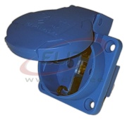 PM Industrial Flange Socket, 2P+E Schuko 16A 250VAC, incl. rubber seal, IP54, MaxPro, blue