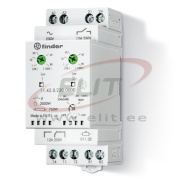 Twilight Switch 11.42., 2-ch., 4modes: 1..80lx/ 20..1000lx/ continuous light/ light off, 400..2000W 1CO, 1NO 12A 250VAC, on/off delay 15/30s, cv 230VAC/DC, W35mm, TS35, Finder