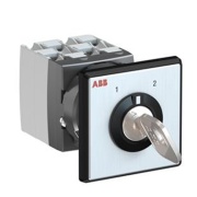 Rotary cam switch OC25G04KNBN00NWS2, 1-2 step angle 60°, 2P 25A 690VAC, key operated, incl. black handle, frontplate, snap-on door mount, ø22mm, IP65, ABB