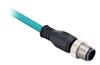 EtherNet Cable 1585, M12 90° plug » flying leads, 4 conductors, 100BASE-TX, 100Mbit/s, Robotic TPE, Flex Rated, 5m, teal