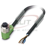 Sensor/actuator Cable SAC-4P-3.0-PUR/M12FR, M12 90° 4pin socket », 4A 250VAC/DC, -25..90°C, L3m PUR cable, IP68, Phoenix, black