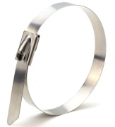 Stainless steel cable tie, ball-lock 450/7.9, AISI 304, -80..538°C, 160kg, DNV-GL, UL, RoHS, CE, 100pcs/pck