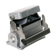 Base HDC 10B SDLU 2M20G, size 4, end-locking clamp, lower side, w. cover, diecast aluminium, -40..125°C, 2x M20, IP65, Weidmüller