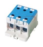 Tapping Terminal Block Al/Cu UK95/3N, 1P (6holes) 16-95mm² 220/245A, Hex6 12Nm 6..25mm², 22Nm 35..95mm², TS35, panel mount, MaxPro, blue