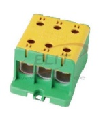 Tapping Terminal Block Al/Cu UK95/3PE, 1P (6holes) 16-95mm² 220/245A, Hex6 12Nm 6..25mm², 22Nm 35..95mm², 3pcs/pck, TS35, panel mount, MaxPRO, yegr