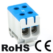 Tapping Terminal Block Al/Cu UK50/2N, 1P (4holes) 2.5-50mm² 145/160A, Hex5 4Nm 2.5..4mm², 12Nm 6..50mm², TS35, MaxPRO, blue