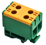 Universal Tapping Block Al/Cu TBA, 1P (4holes) 2.5-50mm² 290/320A 1000VAC/1500VDC, 35mm DIN-rail, Koral, green