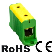 Universal Terminal Block Al/Cu UK95/1PE, 1P (2holes) 16-95mm² 220/245A 750V, Hex6 10N 6..25mm², 20Nm 35..95mm², TS35, panel mount, yegr