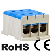 Tapping Terminal Block Al/Cu UK240/3N, 1P (6holes) 35-240mm² 380/425A, Hex8 26Nm 35..120mm², 40Nm 150..240mm², panel mount, MaxPRO, blue