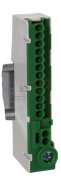 PE-terminal PE14-S, 12x1.5/2.5mm² plug-in, 2x2.5/4mm² plug-in, 1x16/25mm² screw| 3Nm, 80A 690V, touch-proof, TS35, 10pcs/pck, Pollmann, green