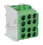 Main Terminal Block Al/Cu HLAK 25-1/4 M2, 2x 25/16mm²/ 4x 16/10mm², 130/100A 1000VAC/DC, 2.5/2Nm, TS35, Pollmann, green