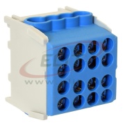 Main Terminal Block Al/Cu HLAK 25-1/6 M2, 2x 25/16mm²/ 6x 16/10mm², 130/100A 1000VAC/DC, 2.5/2Nm, TS35, Pollmann, blue