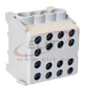 Main Terminal Block Al/Cu HLAK 35-1/6 M2, 2x 35/25mm²/ 6x 25/16mm², 160/125A 1000VAC/DC, 3.5/2.5Nm, TS35, Pollmann, grey