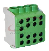 Main Terminal Block Al/Cu HLAK 35-1/6 M2, 2x 35/25mm²/ 6x 25/16mm², 160/125A 1000VAC/DC, 3.5/2.5Nm, TS35, Pollmann, green