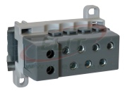 Distribution Block Al/Cu PVBS 250-7, 95mm²/ 7x 50mm², 250A 1000VAC/DC, incl. markers, TS35, mounting plate, Pollmann, grey