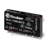 Ultra-Slim EM PCB Relay 34.51., 1CO (SPDT) 6A 250VAC, cv 60VDC sensitive, W5mm, PCB mount/ TS35, Finder