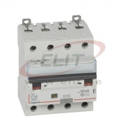 Residual Current Operated Circuit Breaker DX³, 4C 16A 400VAC 6/10kA, 30mA type AC, N right hand, 4M, Legrand