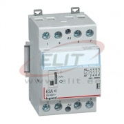 Modular Contactor CX³, 4NO 63A 400VAC, cv 230VAC low noise, handle, 3M, TS35, Legrand