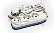 Multi-Outlet Extension Quattro, 3x 2P+E Schuko 3600W 16A 250VAC, 3m cable 3x 1.5mm², Nilson, white