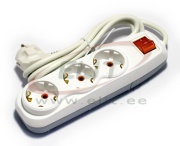 Multi-Outlet Extension Quattro, 3x 2P+E Schuko 3600W 16A 250VAC, switch, 2m cable 3x 1.5mm², Nilson, white