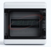 SM Distribution Box VORTEX, 8M, Ui= 1500V AC/DC, PEN 8+8, 209x215x98mm, PC/ABS, -25..60°C, UV-stable, HF, cl. II, IP65 IK10, Maxpro, transparent, grey