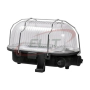 Luminaire OVAL 60, 60W E27, black PP, transparent glass cover, removable steel mesh, IP54, Maxpro